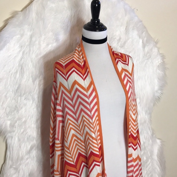 BcbgMaxazria Azalea Red Combo Chevron Cardigan - Picture 3 of 8